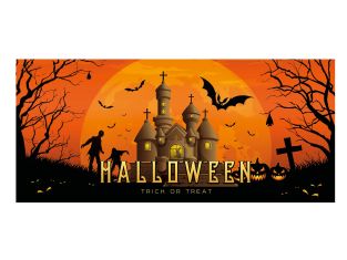 Halloween banner haunted house 400 x 180 cm