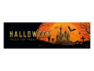 Halloween banner Haunted house 300 x 90 cm